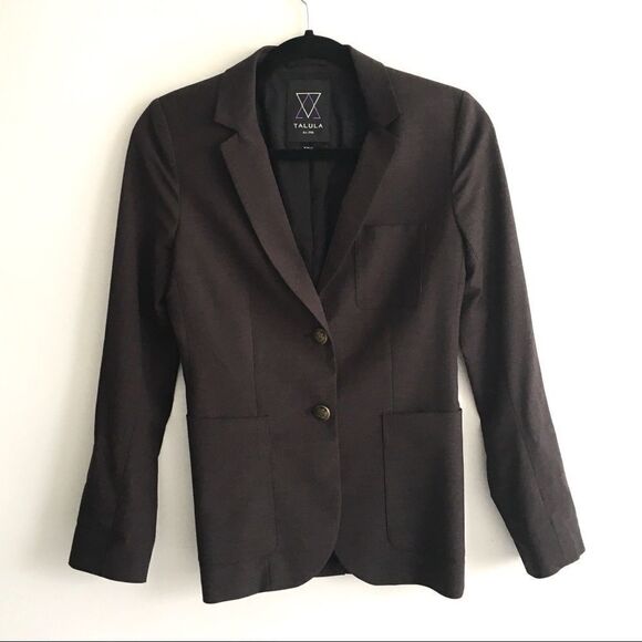 ARITZIA Talula Wool Boyfriend Blazer Roll Sleeves Charcoal Gray 2 - Picture 3 of 6